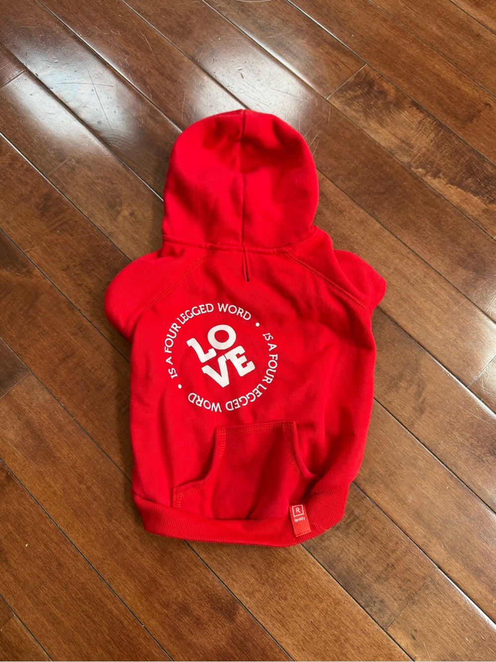 Reddy Red “LOVE” Dog Hoodie Sweatshirt, size Medium